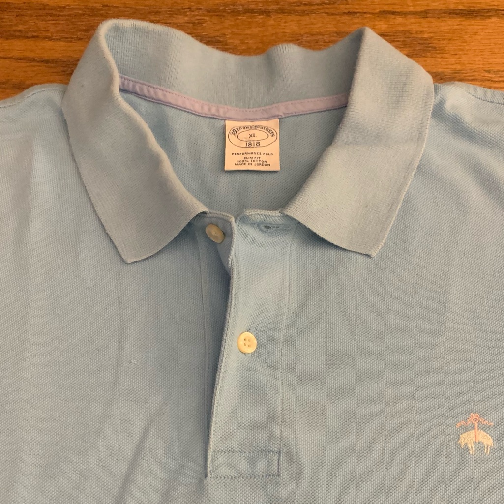 Brooks Brothers Ss Slim Fit 100% Cotton Lt Blue Polo
